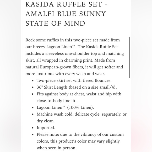 EUC Lilly Pulitzer Kasida Ruffle Amalfi Blue Skirt Set - Picture 7 of 15